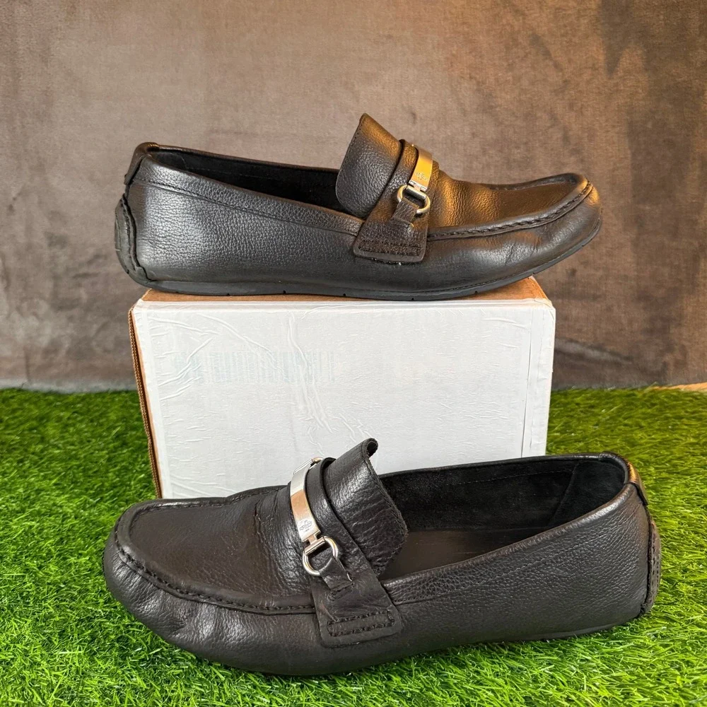 Cole Haan‎ Mens Grant Bit Black Pebbled Leather Driving Loafers C11835 Size 11M